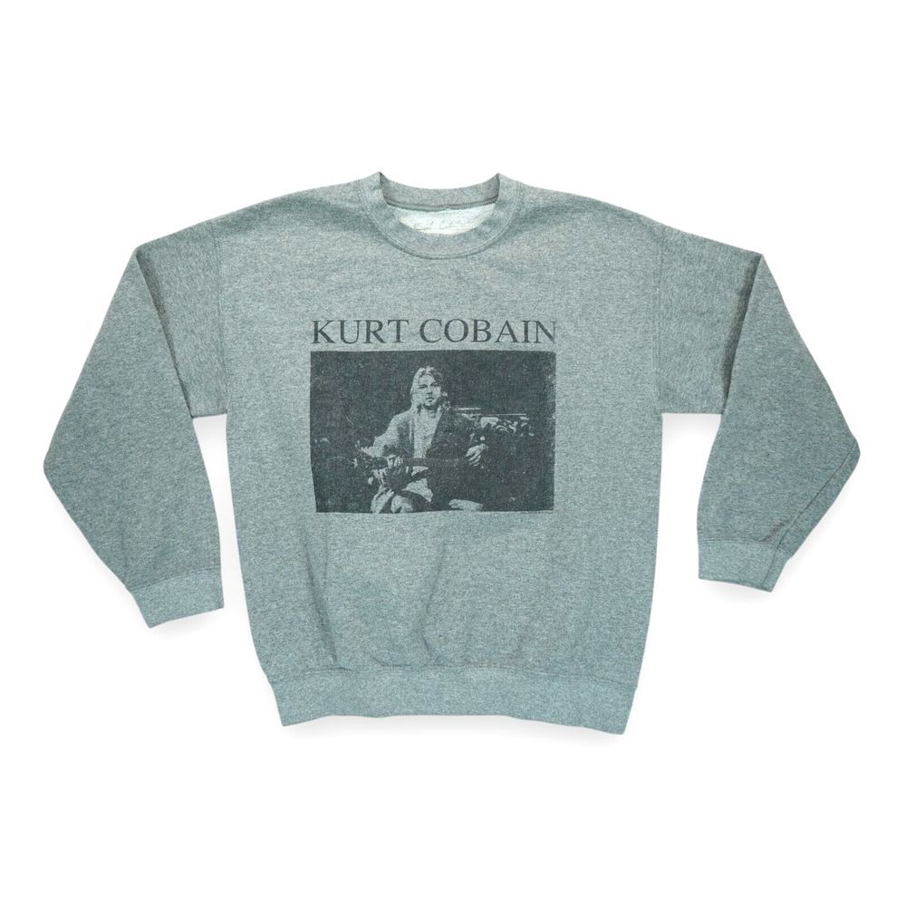 Kurt Cobain Nirvana Grunge Gray Pullover Sweatshirt MTV Unplugged Size M Rare‎